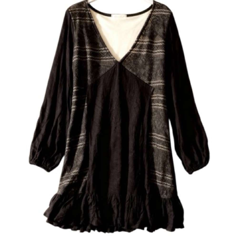 Sugarfox Black & Stripes Mixed Print Dress